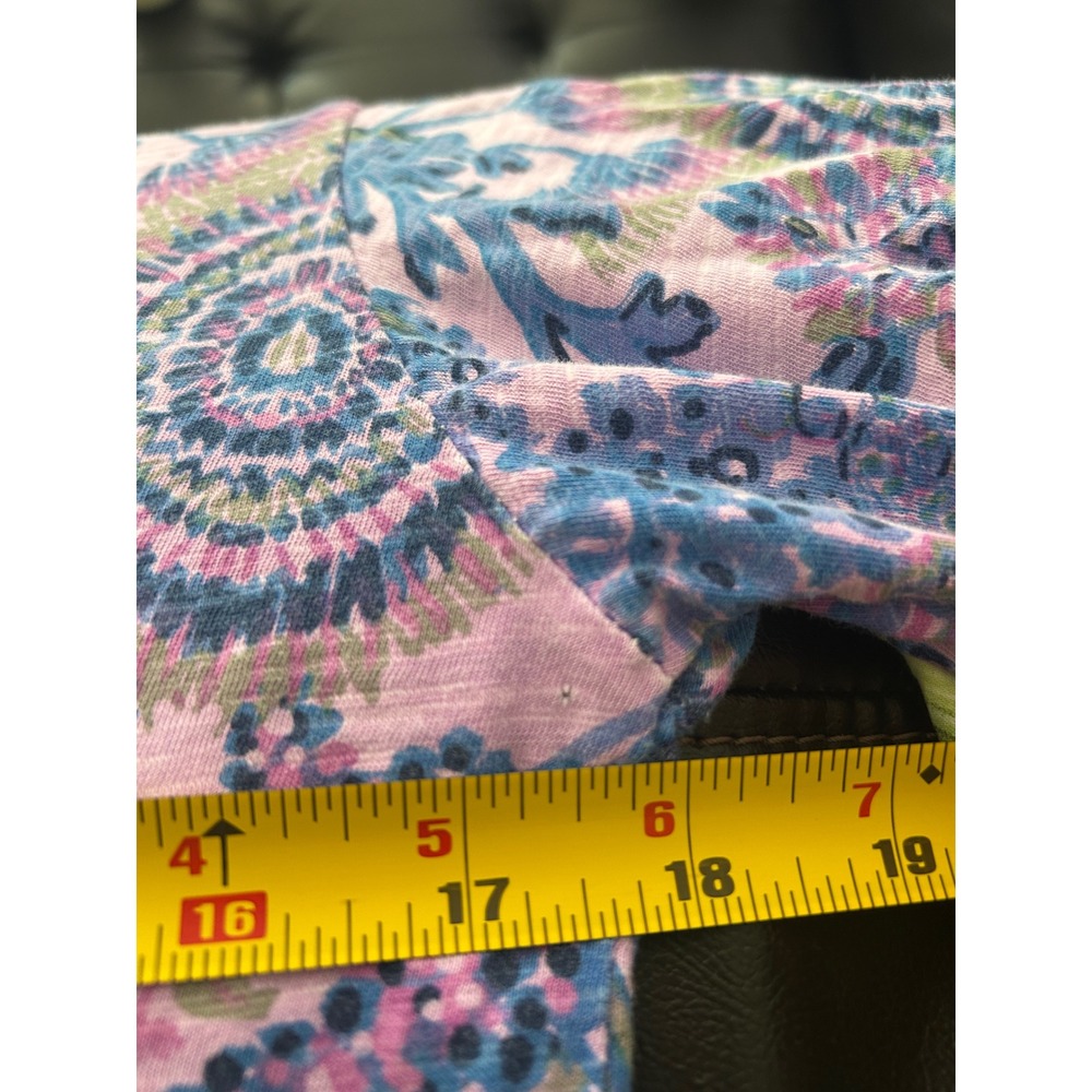Fresh Produce‎ Pink Blue Floral Print Top Women's Medium Made in USA Boho Artsy - Picture 4 of 9